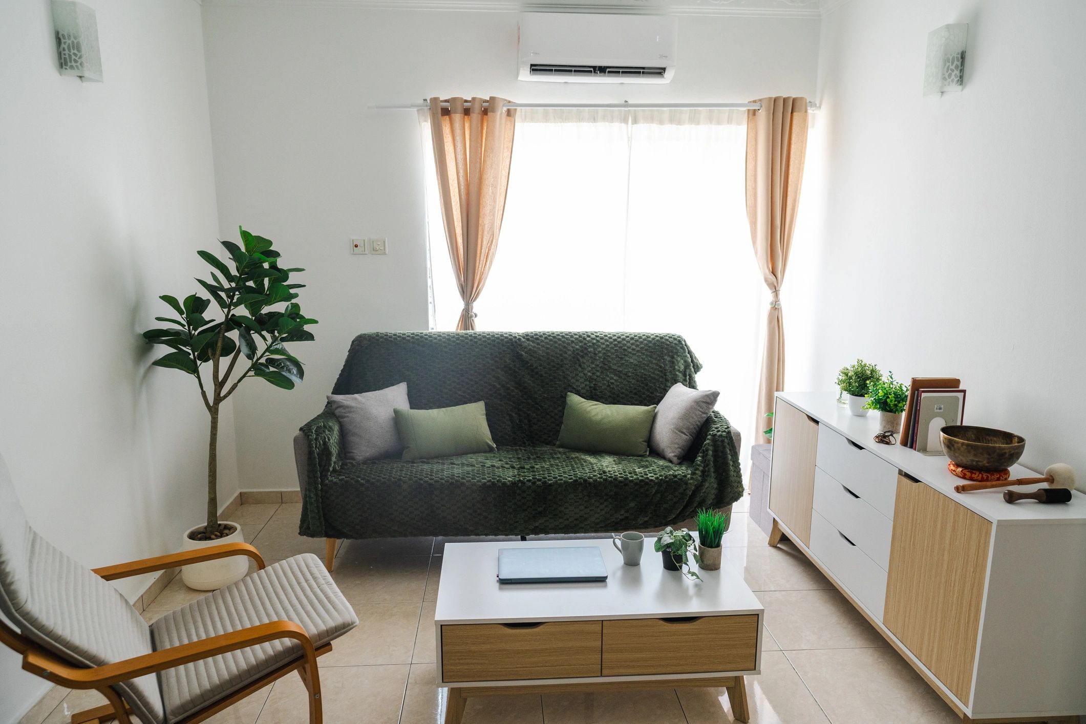 Clean modern living room in a well-maintained home